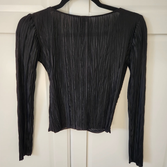ZARA Black crop top crossed front ribbed Size S - Picture 3 of 5